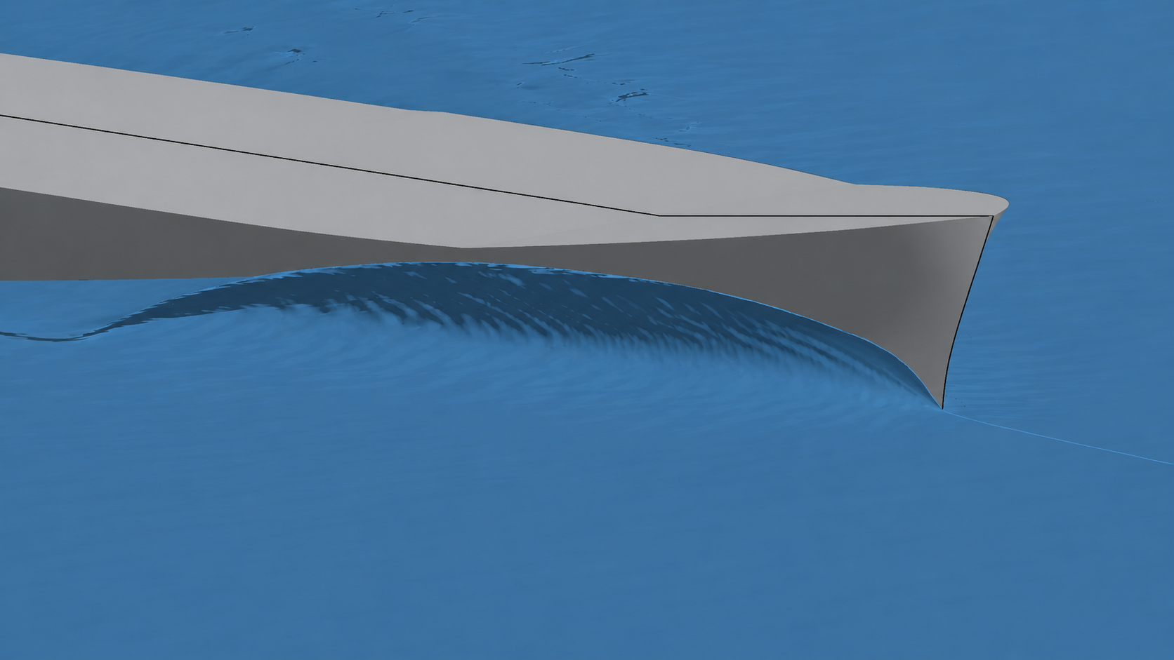 Bow-wave formation at the stem of the patrol vessel at 27 knots.