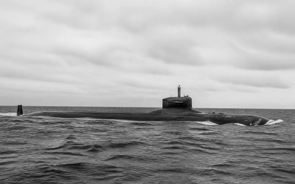 Submarine running on the surface